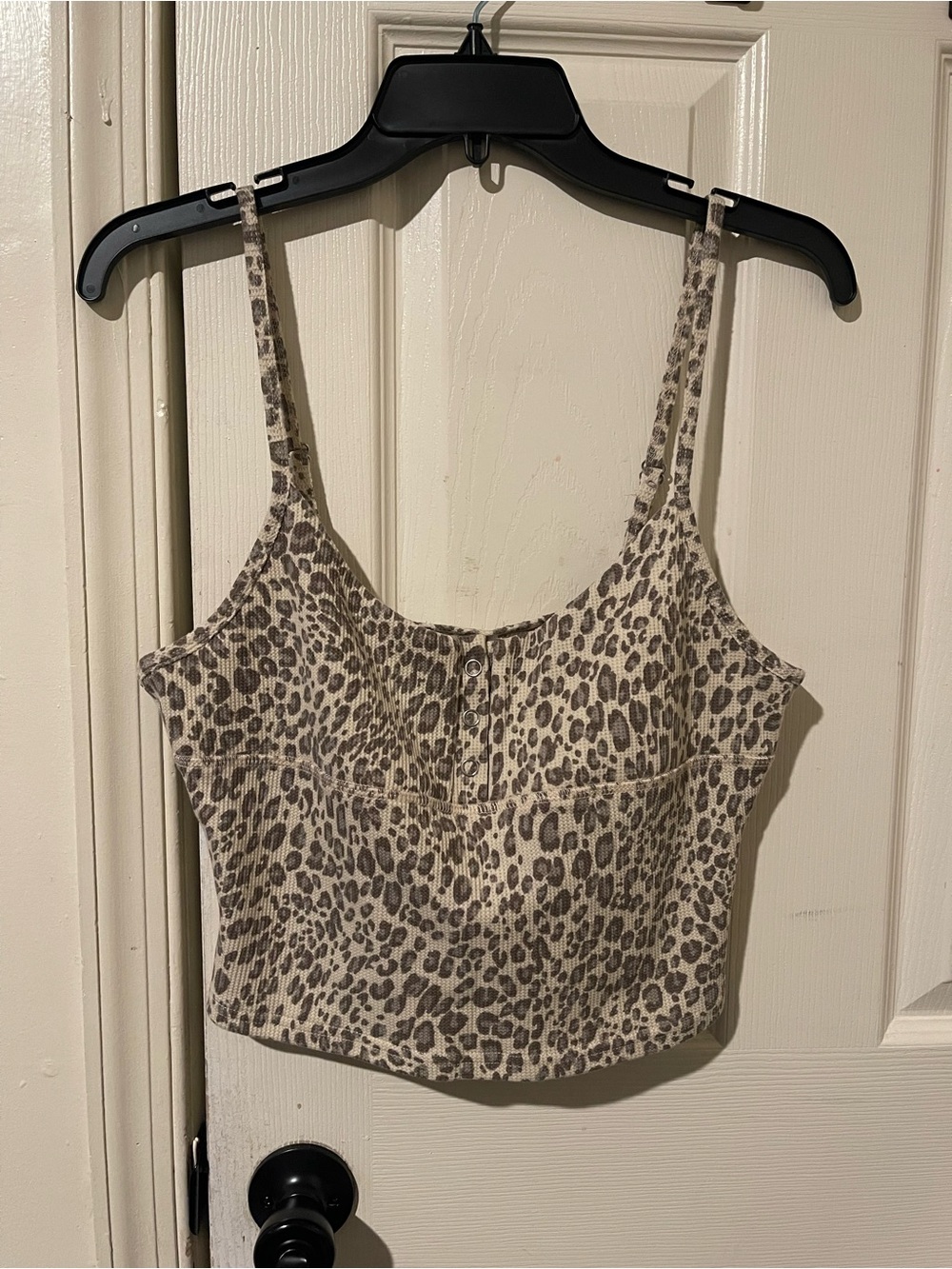 Pink Rose Leopard Print Cropped Top - Beige and Taupe